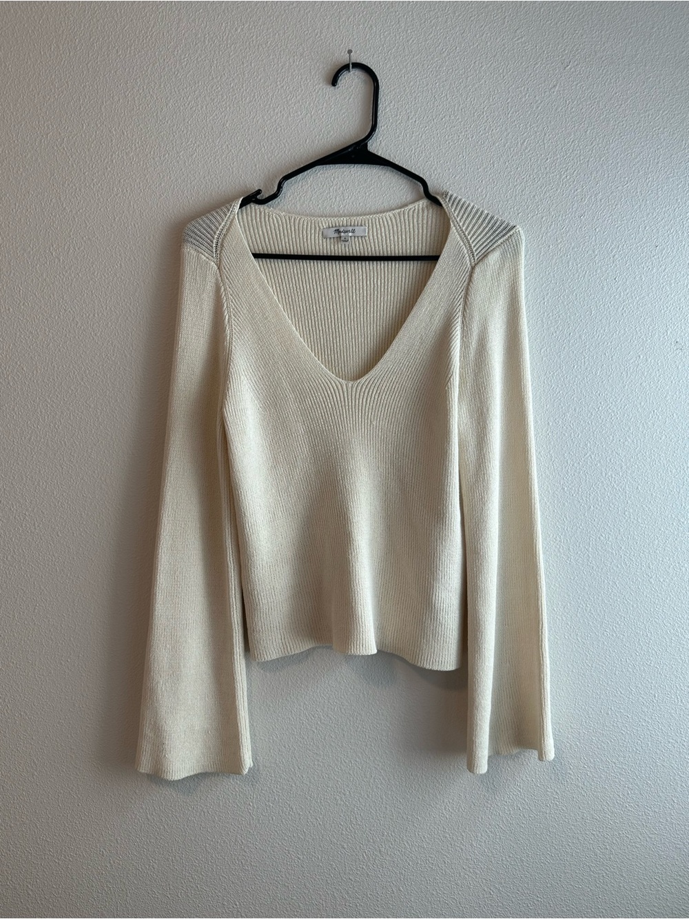 MADEWELL Flared-Sleeve V-Neck Sweater women’s small white